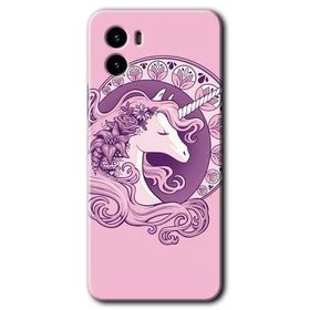 Vivo Y15S Unicorn Pembe Baskılı Uyumlu Silikon Kılıf