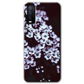 Vivo Y20 Beyaz Çiçek Baskılı Uyumlu Silikon Kılıf