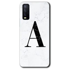 Vivo Y20 Beyaz Mermer Desenli A Harfi Baskılı Uyumlu Silikon Kılıf