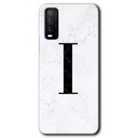 Vivo Y20 Beyaz Mermer Desenli I Harfi Baskılı Uyumlu Silikon Kılıf