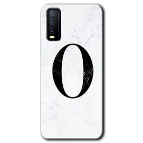 Vivo Y20 Beyaz Mermer Desenli O Harfi Baskılı Uyumlu Silikon Kılıf