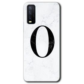 Vivo Y20 Beyaz Mermer Desenli O Harfi Baskılı Uyumlu Silikon Kılıf