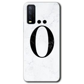 Vivo Y20 Beyaz Mermer Desenli O Harfi Baskılı Uyumlu Silikon Kılıf