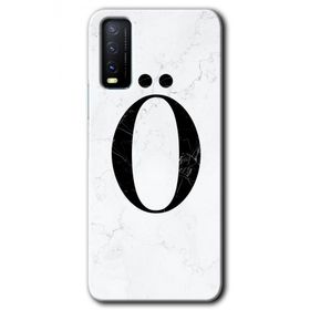 Vivo Y20 Beyaz Mermer Desenli O Harfi Baskılı Uyumlu Silikon Kılıf