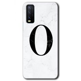 Vivo Y20 Beyaz Mermer Desenli O Harfi Baskılı Uyumlu Silikon Kılıf