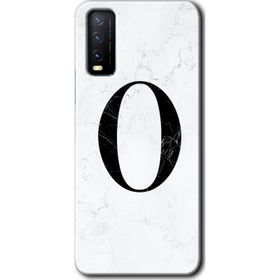 Vivo Y20 Beyaz Mermer Desenli O Harfi Baskılı Uyumlu Silikon Kılıf