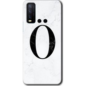 Vivo Y20 Beyaz Mermer Desenli O Harfi Baskılı Uyumlu Silikon Kılıf