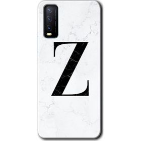 Vivo Y20 Beyaz Mermer Desenli Z Harfi Baskılı Uyumlu Silikon Kılıf