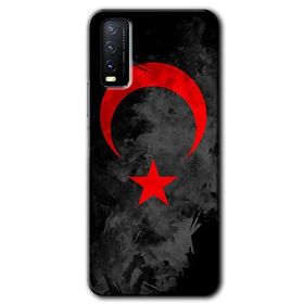 Vivo Y20 Black Ayyıldız Baskılı Uyumlu Silikon Kılıf
