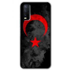 Vivo Y20 Black Ayyıldız Baskılı Uyumlu Silikon Kılıf