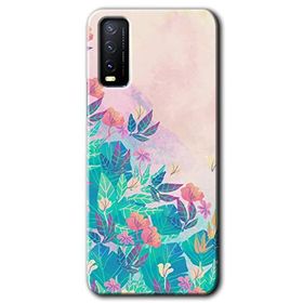 Vivo Y20 Çizim Yapraklar Baskılı Uyumlu Silikon Kılıf