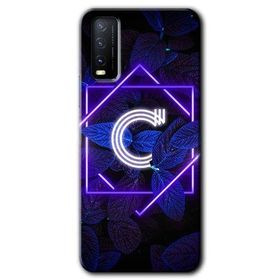 Vivo Y20 Dark Neon Yaprak C Harfi Baskılı Uyumlu Silikon Kılıf