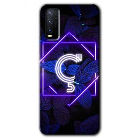Vivo Y20 Dark Neon Yaprak C Harfi Baskılı Uyumlu Silikon Kılıf
