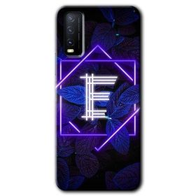 Vivo Y20 Dark Neon Yaprak E Harfi Baskılı Uyumlu Silikon Kılıf