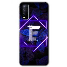 Vivo Y20 Dark Neon Yaprak E Harfi Baskılı Uyumlu Silikon Kılıf