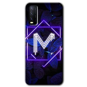Vivo Y20 Dark Neon Yaprak M Harfi Baskılı Uyumlu Silikon Kılıf