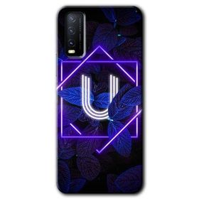 Vivo Y20 Dark Neon Yaprak U Harfi Baskılı Uyumlu Silikon Kılıf