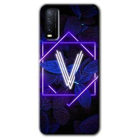 Vivo Y20 Dark Neon Yaprak V Harfi Baskılı Uyumlu Silikon Kılıf