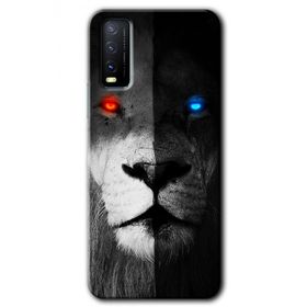 Vivo Y20 Fire and Ice Lion Baskılı Uyumlu Silikon Kılıf