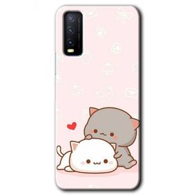 Vivo Y20 Kedi Aşkı Baskılı Uyumlu Silikon Kılıf
