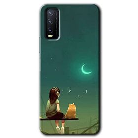 Vivo Y20 Kedili Kız Baskılı Uyumlu Silikon Kılıf