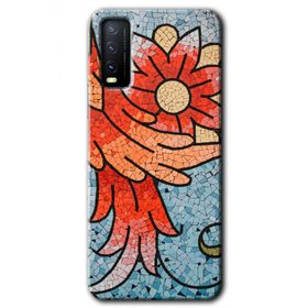 Vivo Y20 Mozaik Çiçek Baskılı Uyumlu Silikon Kılıf