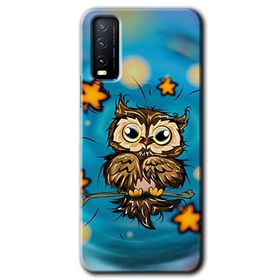 Vivo Y20 Owl Bird Stars Baskılı Uyumlu Silikon Kılıf