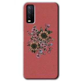 Vivo Y20 Retro Çiçek Baskılı Uyumlu Silikon Kılıf