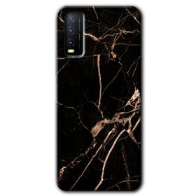 Vivo Y20 Siyah Gold Mermer Baskılı Uyumlu Silikon Kılıf