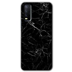 Vivo Y20 Siyah Mermer Baskılı Uyumlu Silikon Kılıf