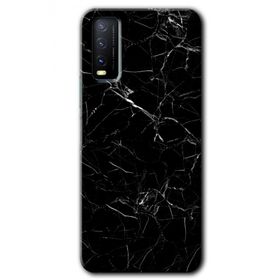 Vivo Y20 Siyah Mermer Baskılı Uyumlu Silikon Kılıf