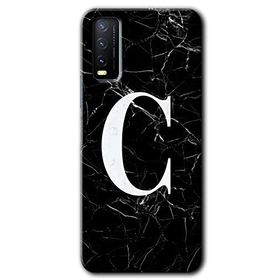 Vivo Y20 Siyah Mermer Desenli Ç Harfi Baskılı Uyumlu Silikon Kılıf