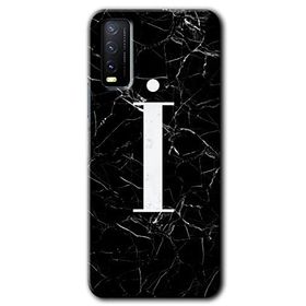 Vivo Y20 Siyah Mermer Desenli I Harfi Baskılı Uyumlu Silikon Kılıf