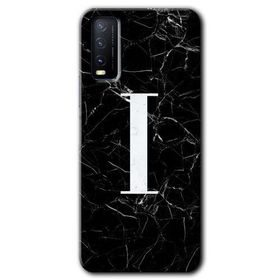 Vivo Y20 Siyah Mermer Desenli I Harfi Baskılı Uyumlu Silikon Kılıf
