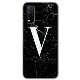 Vivo Y20 Siyah Mermer Desenli Ö Harfi Baskılı Uyumlu Silikon Kılıf