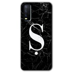 Vivo Y20 Siyah Mermer Desenli Ö Harfi Baskılı Uyumlu Silikon Kılıf
