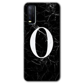 Vivo Y20 Siyah Mermer Desenli Ö Harfi Baskılı Uyumlu Silikon Kılıf