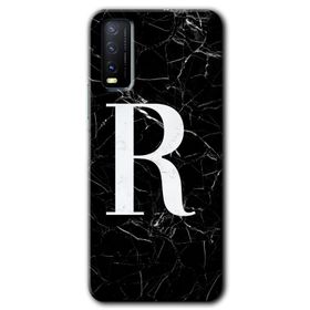 Vivo Y20 Siyah Mermer Desenli Ö Harfi Baskılı Uyumlu Silikon Kılıf