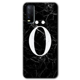 Vivo Y20 Siyah Mermer Desenli Ö Harfi Baskılı Uyumlu Silikon Kılıf