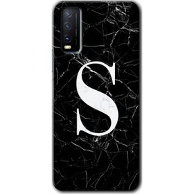 Vivo Y20 Siyah Mermer Desenli Ş Harfi Baskılı Uyumlu Silikon Kılıf