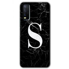 Vivo Y20 Siyah Mermer Desenli Ş Harfi Baskılı Uyumlu Silikon Kılıf