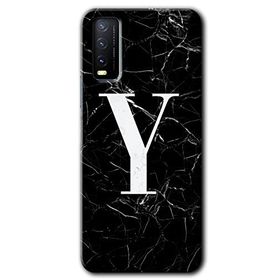 Vivo Y20 Siyah Mermer Desenli Y Harfi Baskılı Uyumlu Silikon Kılıf