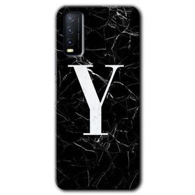 Vivo Y20 Siyah Mermer Desenli Y Harfi Baskılı Uyumlu Silikon Kılıf