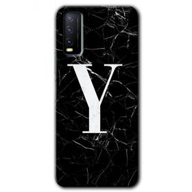 Vivo Y20 Siyah Mermer Desenli Y Harfi Baskılı Uyumlu Silikon Kılıf