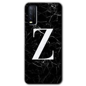 Vivo Y20 Siyah Mermer Desenli Z Harfi Baskılı Uyumlu Silikon Kılıf