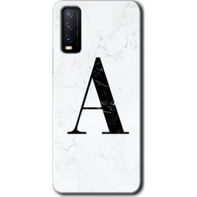 Vivo Y20S Beyaz Mermer Desenli A Harfi Baskılı Uyumlu Silikon Kılıf