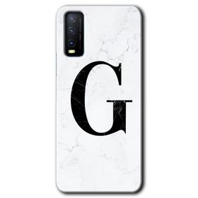Vivo Y20S Beyaz Mermer Desenli G Harfi Baskılı Uyumlu Silikon Kılıf