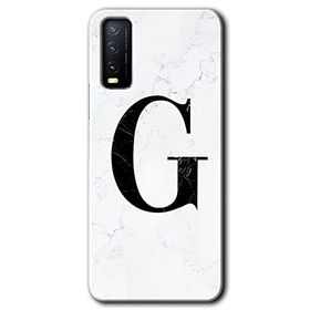 Vivo Y20S Beyaz Mermer Desenli G Harfi Baskılı Uyumlu Silikon Kılıf