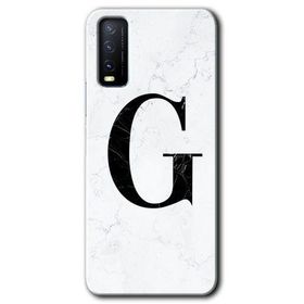 Vivo Y20S Beyaz Mermer Desenli G Harfi Baskılı Uyumlu Silikon Kılıf