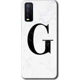 Vivo Y20S Beyaz Mermer Desenli G Harfi Baskılı Uyumlu Silikon Kılıf